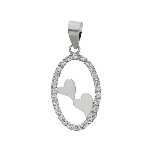 COLGANTE ORO BLANCO 18KL CORAZONES