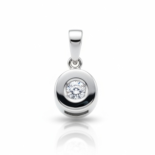 COLGANTE ORO BLANCO 18KL DIAMANTE CHATON - 7.50MM