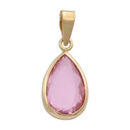 [G560] COLGANTE LAGRIMA ORO 18KL PIEDRA ROSA