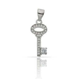 [AG658] COLGANTE LLAVE PLATA 925MM CIRCONITAS - 8x17MM