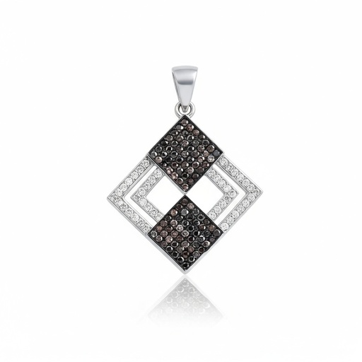 COLGANTE PLATA 925MM CIRCONITAS MARRONES