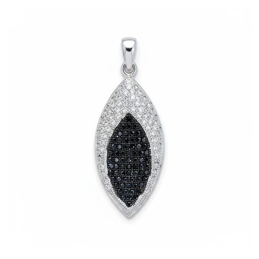 COLGANTE PLATA 925MM CIRCONITAS NEGRAS