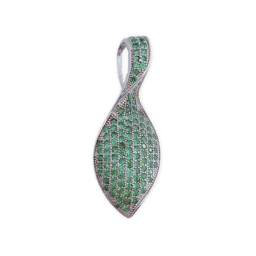 COLGANTE PLATA 925MM CIRCONITAS VERDES