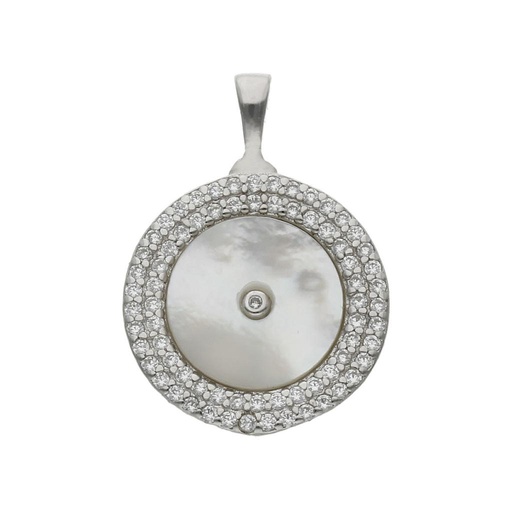 COLGANTE PLATA 925MM CIRCULO NACAR - 15MM