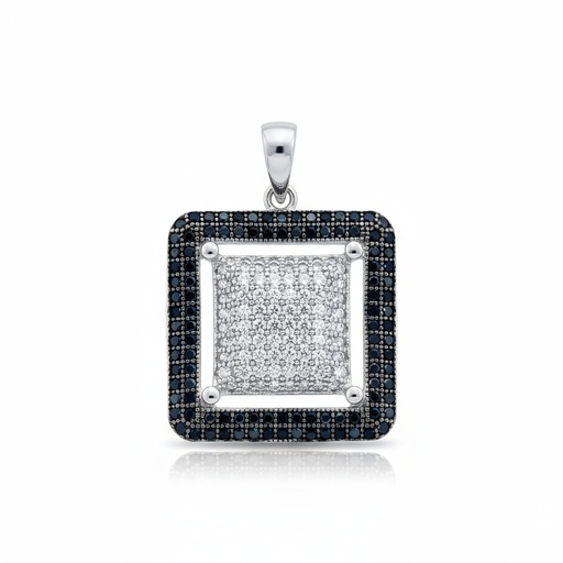 COLGANTE PLATA 925MM CUADRADO CIRCONITAS
