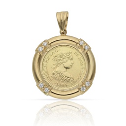 [G458] COLGANTE ORO 18KL CON MONEDA DE 18MM