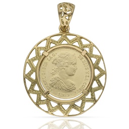 [G298] COLGANTE ORO 18KL CON MONEDA DE 20MM 