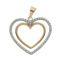 [G1069] COLGANTE ORO 18KL CORAZONES CIRCONITAS - 19x20MM