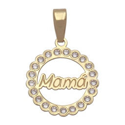 [G538] COLGANTE ORO 18KL MAMA CIRCONITAS - 16MM