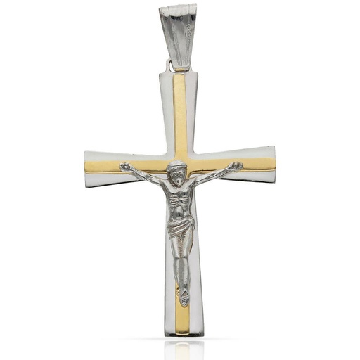 CRUZ CRISTO ORO 18KL BICOLOR - 22x32MM