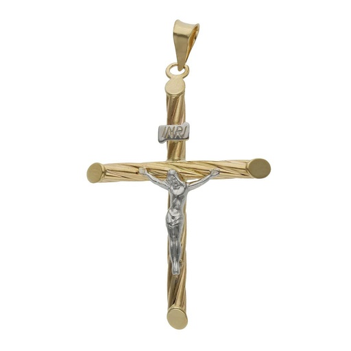 CRUZ ORO 18KL BICOLOR CON CRISTO - 26x37MM