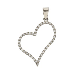 [G869] COLGANTE ORO BLANCO 18KL CORAZON CIRCONITAS