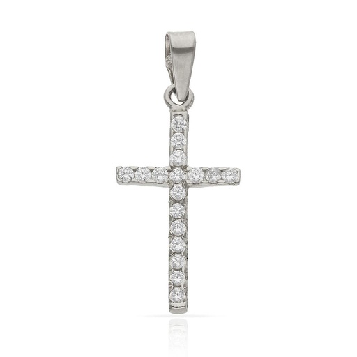 CRUZ ORO BLANCO 18KL CIRCONITAS - 12x22MM
