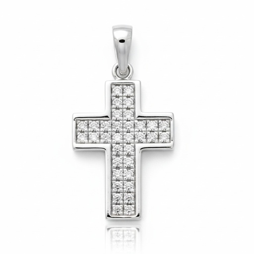 CRUZ ORO BLANCO 18KL DIAMANTES