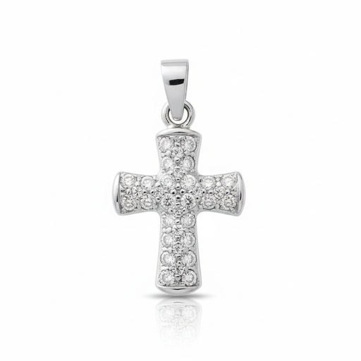 CRUZ ORO BLANCO 18KL DIAMANTES