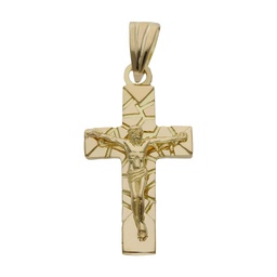 [C488] CRUZ + CRISTO ORO 18KL - 16x30MM