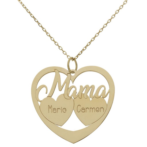 GARGANTILLA ORO 18KL MAMA + 2 CORAZONES