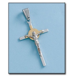 [C286] CRUZ CON CRISTO EN ORO DE 18KL BICOLOR