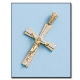 [C285] CRUZ CON CRISTO EN ORO DE 18KL BICOLOR