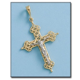 [C297] CRUZ CON CRISTO ORO 18KL - 27X38MM