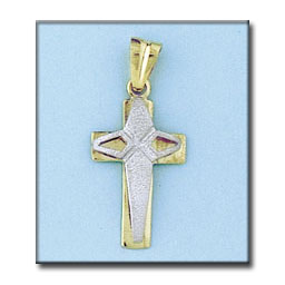 [C1971] CRUZ EN ORO DE 18KL BICOLOR - 14X27MM
