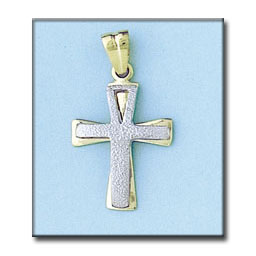 [C1967] CRUZ EN ORO DE 18KL BICOLOR - 15X24MM