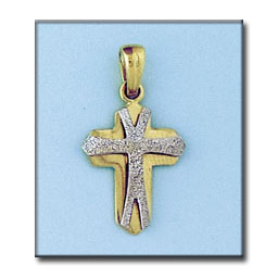 [C1972] CRUZ EN ORO DE 18KL BICOLOR - 16X23MM