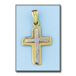 [C1969] CRUZ EN ORO DE 18KL BICOLOR - 16X25MM