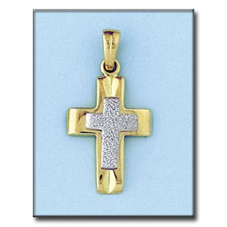 [C1970] CRUZ EN ORO DE 18KL BICOLOR - 16X25MM