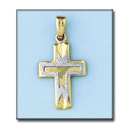 [C1968] CRUZ EN ORO DE 18KL BICOLOR - 16X26MM