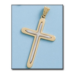 [C227] CRUZ EN ORO DE 18KL BICOLOR - 27X41MM