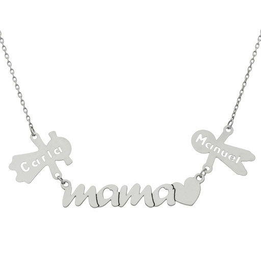 GARGANTILLA ORO BLANCO 18KL MAMA + NIÑOS