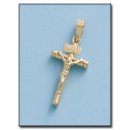 [C101C] CRUZ EN ORO DE 18KL CON CRISTO - 15X24MM