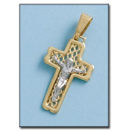 [C349] CRUZ EN ORO DE 18KL CON CRISTO - 17X27MM