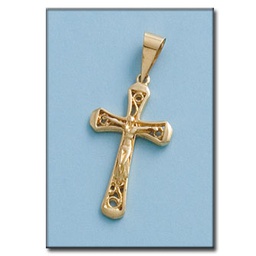 [C374] CRUZ EN ORO DE 18KL CON CRISTO - 17X30MM