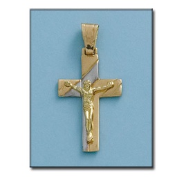 [C385] CRUZ EN ORO DE 18KL CON CRISTO - 18X29MM