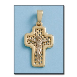 [C348] CRUZ EN ORO DE 18KL CON CRISTO - 18X29MM