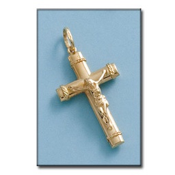 [C1045] CRUZ EN ORO DE 18KL CON CRISTO - 18X32MM