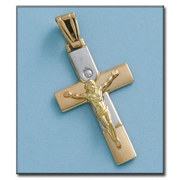 [C381] CRUZ EN ORO DE 18KL CON CRISTO - 19X31MM