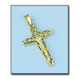 [C188] CRUZ EN ORO DE 18KL CON CRISTO - 19X32MM