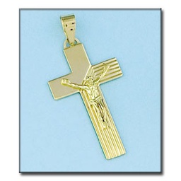 [C195] CRUZ EN ORO DE 18KL CON CRISTO - 20X36MM