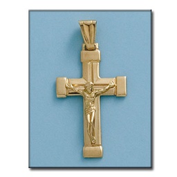 [C386] CRUZ EN ORO DE 18KL CON CRISTO - 21X33MM