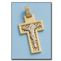 [C375] CRUZ EN ORO DE 18KL CON CRISTO - 21X33MM