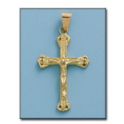 [C388] CRUZ EN ORO DE 18KL CON CRISTO - 22X36MM