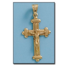 [C362] CRUZ EN ORO DE 18KL CON CRISTO - 22X38MM