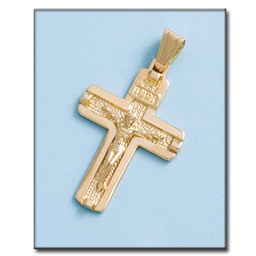 [C316] CRUZ EN ORO DE 18KL CON CRISTO - 23X33MM