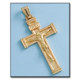 [C317] CRUZ EN ORO DE 18KL CON CRISTO - 24X41MM