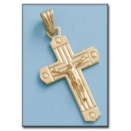 [C379] CRUZ EN ORO DE 18KL CON CRISTO - 25X40MM