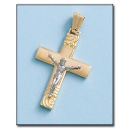 [C321] CRUZ EN ORO DE 18KL CON CRISTO BICOLOR