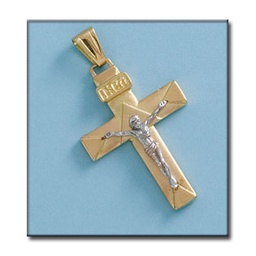 [C266] CRUZ EN ORO DE 18KL CON CRISTO BICOLOR